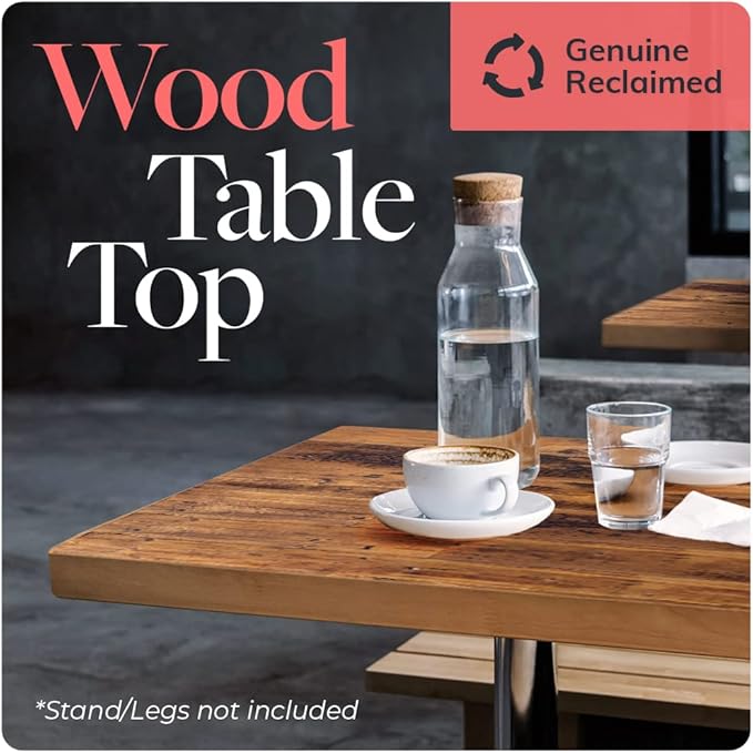 Reclaimed Wood Table Top - Rustic Recycled Wooden Piece Perfect for Signs, Counters, Kitchens, Dining and Coffee Table Tops (Straight Plank Table Top 36" x 36")