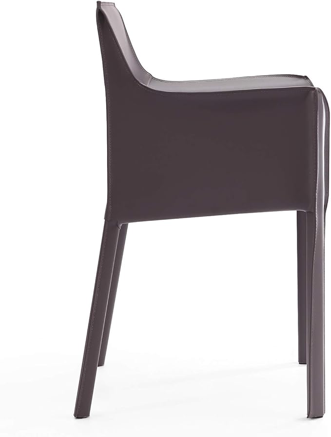 Manhattan Comfort Paris 8-Piece Leather Dining Chair and Armchair Set, Upholstered in Luxurious Saddle Material, Metal Frame, Ideal for Industrial and Coastal Homes, No Assembly, Grey