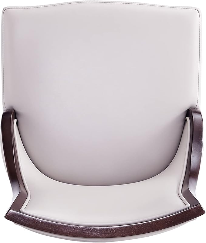 Manhattan Comfort Grand Avenue Faux Leather Dining Chairs, Parsons Accent Furniture with Padded Wingback Seat and Solid Beech Wood Frame, Set of 4, Light Grey