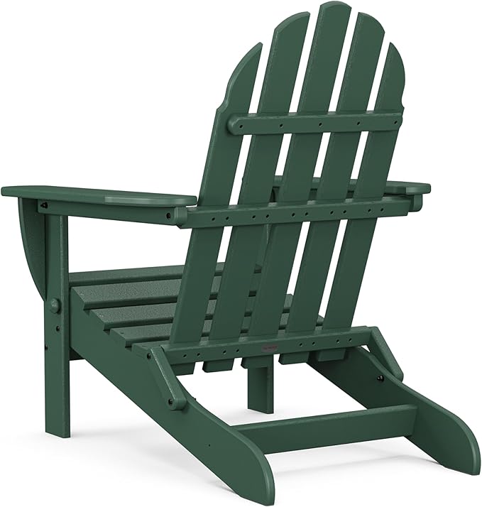 POLYWOOD AD5030GR Classic Folding Adirondack Chair, 38.5" x 31.25" x 33.5", Green