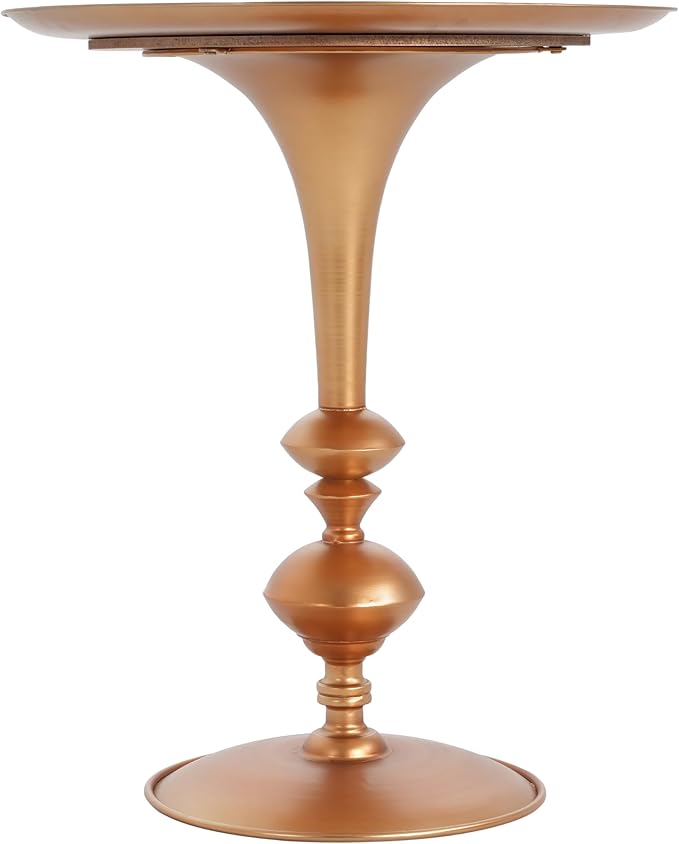 Christopher Knight Home Dolia Decorative Small End Table, Indoor Round Side Table with Unique Rounded Leg, Antique Gold Finish Coffee Table, Vintage Metal Accent Furniture, Multi Functional, Gold