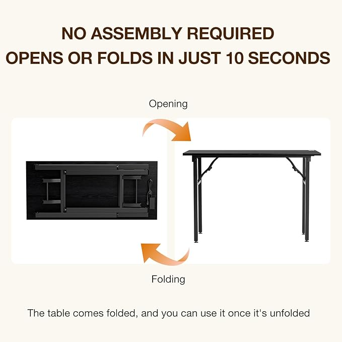 TEMI Small Computer Desk Folding Table - 43.3" Foldable Office Desk, No Assembly, Perfect for Small Spaces in Bedroom, or Apartment, Portable Mini Desk or Study Table Compact Design, Dark Oak