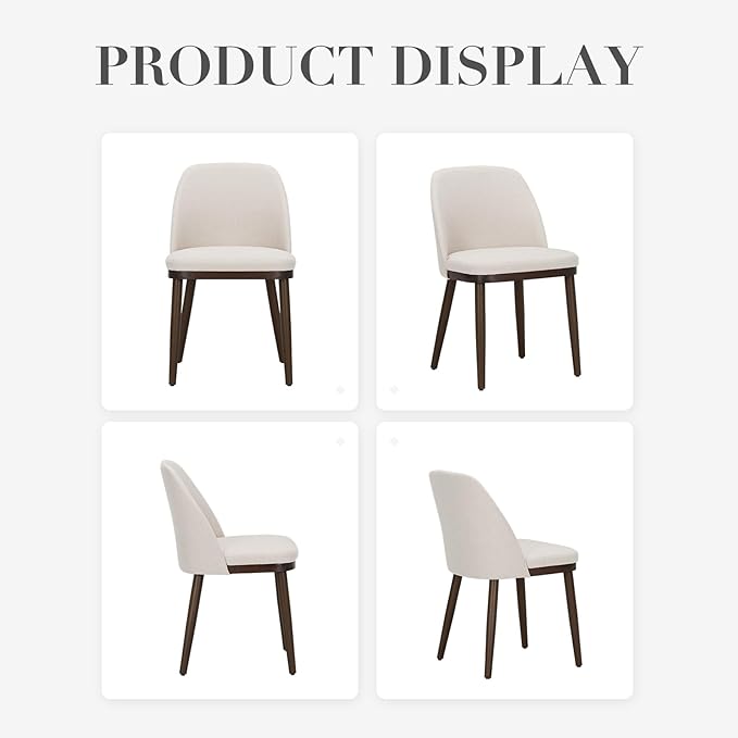COLAMY Upholstered Dining Chairs Set of 4, Modern Kitchen Chairs with Back, Fabric Side Dining Room Chairs with Wood Legs for Kitchen Dining Room Restaurant, Beige