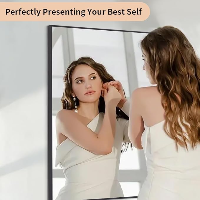 Koonmi Black Mirrors for Wall, 30x40 Inch Bathroom Mirror, Rectangular Wall Mirror for Living Room Bedroom Bathroom, Hangs Horizontally or Vertically