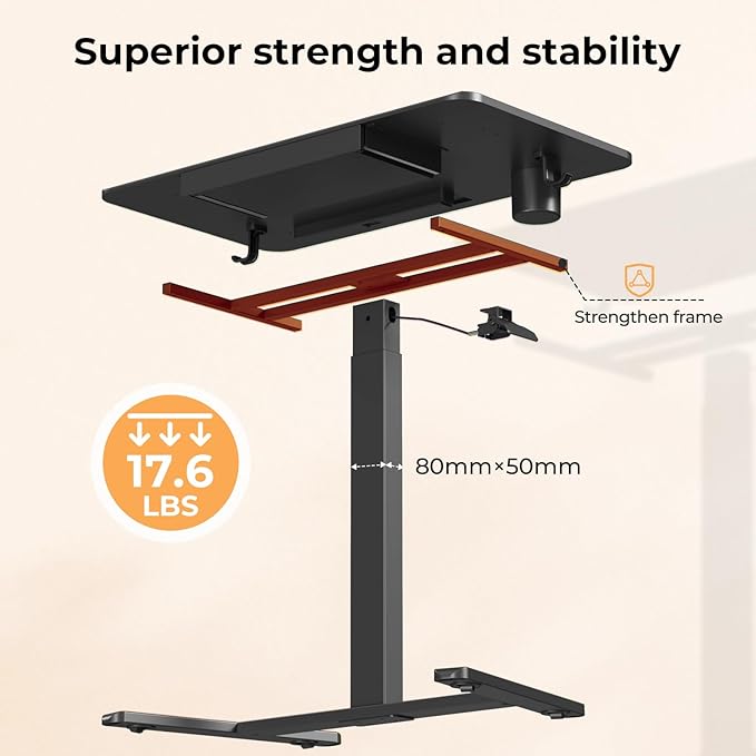 Mobile Standing Desk with Drawer, 35" Small Standing Desk with Cup Holder, Rolling Laptop Cart on Wheels, Height Adjustable Table with Storage for Home Office, Black