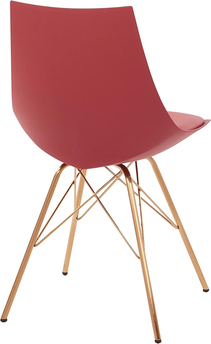 OSP Home Furnishings Oakley Mid-Century Modern Bucket Dining Chair with Faux Leather Padded Seat, Desert Rose
