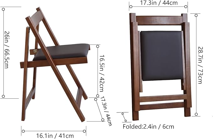 Walnut Drop Leaf Folding Dining Table with 2 Drawers and 4 Wheels, Wooden Padded Chairs Set of 2, Space Saving Dining Table with 4 Chairs