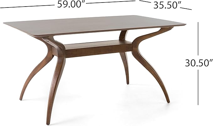 Christopher Knight Home Idalia Curved Leg Rectangular Dining Set, 5-Pcs Set, Natural Walnut / Mint