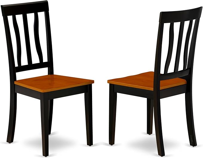 East West Furniture MZAN5-BCH-W 5 Piece Kitchen Table & Chairs Set Includes a Rectangle Dining Room Table with Dropleaf and 4 Dining Chairs, 36x54 Inch, Black & Cherry