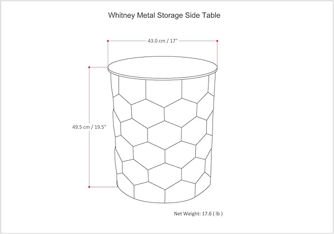SIMPLIHOME Whitney Industrial 17 inch Wide Metal Storage Accent Side Table in Antique Silver , Fully Assembled for the Living Room and Bedroom