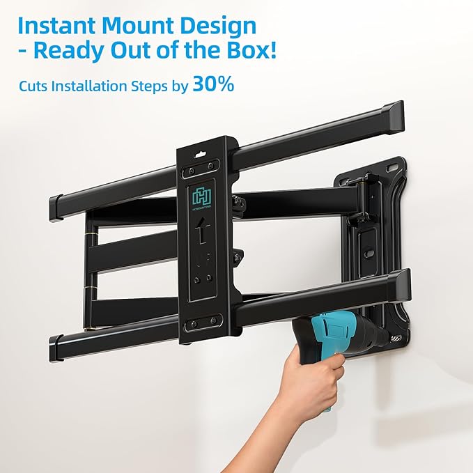 Pre-Assembled Corner TV Wall Mount for 32-80" TVs, Full Motion with Smooth Gliding Extension, 30" Long Arm, Single Stud Installation Holds 100lbs, Max VESA 600x400mm