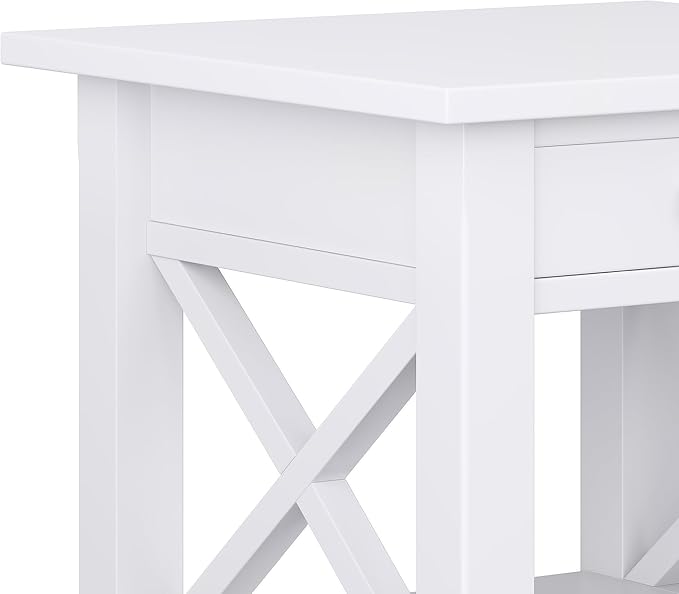 SIMPLIHOME Kitchener SOLID WOOD 21 inch Wide Square Contemporary End Table in White for the Living Room and Bedroom
