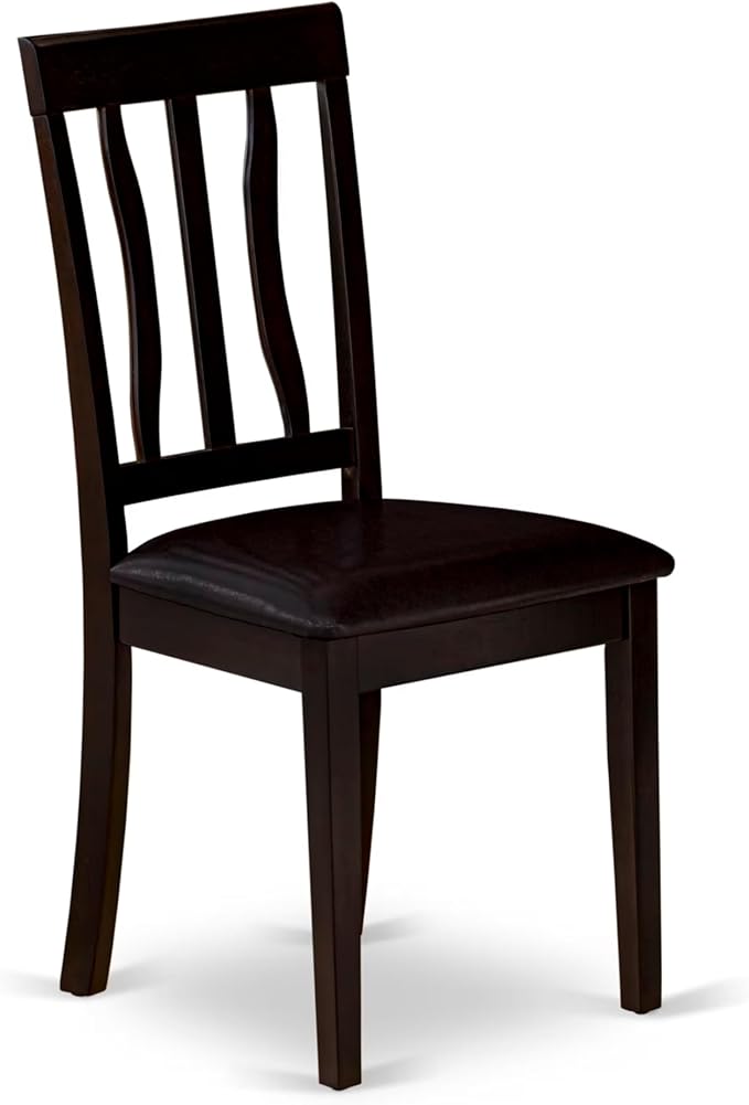 East West Furniture BOAN5-CAP-LC 5 Piece Dining Set Includes a Round Dinner Table and 4 Faux Leather Kitchen Dining Chairs, 42x42 Inch, Cappuccino