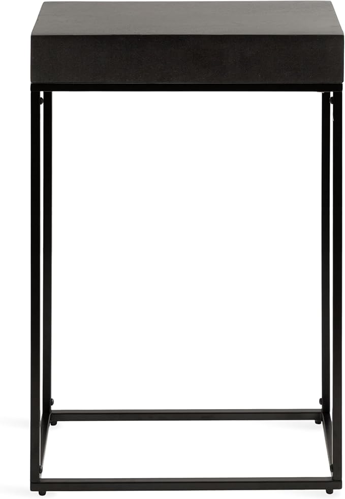 Kate and Laurel Karlsen Modern Wood and Metal Narrow Side Table; 16 x 8 x 24; Black; Minimal Slim End Table for Use as Bedroom Nightstand or Accent Entryway Table