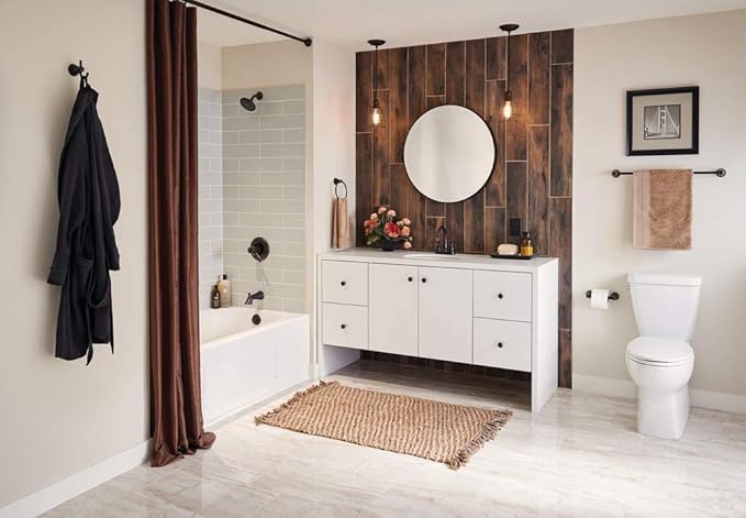 Franklin Brass Kinla 5-Piece Bathroom Set Oil-Rubbed Bronze 18', 24' Towel Bar Racks, Toilet Paper Holder, Ring, Hook KIN5PC-ORB