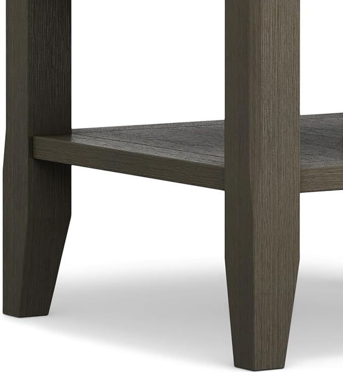 SIMPLIHOME Acadian SOLID WOOD 19 inch Wide Square Transitional End Table in Farmhouse Grey for the Living Room and Bedroom