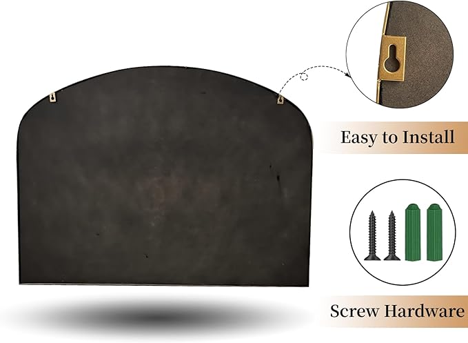ironsmithn Gold Arched Mirror, 28"x36" Antique Mirrors with Beaded Frame, Classic Vintage Decorative Mirror, Marlowe Accent Mirrors for Mantel Fireplace Bedroom Bathroom Living Room Entryway