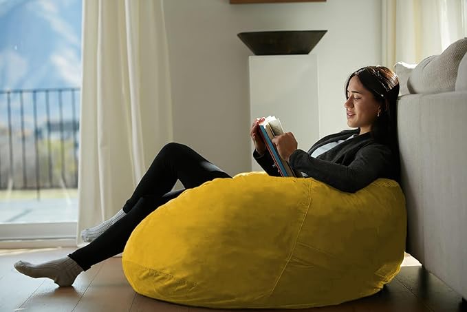 Sofa Sack Bean Bag Chair - Plush, Ultra Soft - Memory Foam Bean Bag Chair with Microsuede Cover - Stuffed Foam Filled Furniture and Accessories for Dorm Room 3 Feet - Lemon