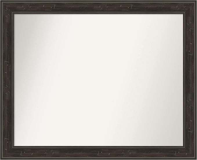 Amanti Art Brown Bathroom Mirror for Over Sink, 26x32 Shipwreck Greywash Narrow Rectangle Vanity Mirror, Large Traditional Frame, Hangs Horizonally and Vertically, Bathroom Wall Decor, Non-Beveled