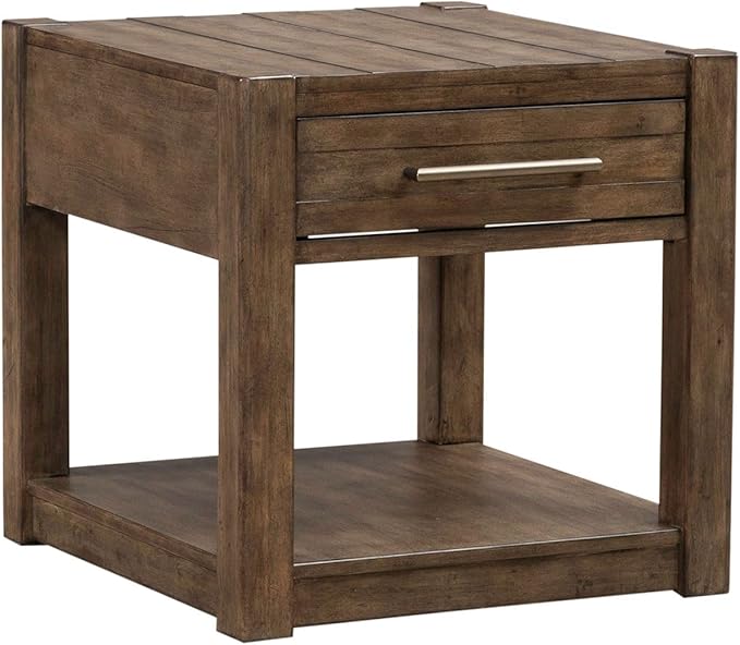Liberty Furniture Broadmore Living Room 3 Piece Set - Rectangular Cocktail Table, 2 End Tables - Cobblestone Brown