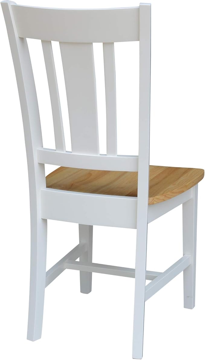 International Concepts San Remo SplatBack Dining Chairs Set of 2 White/Natural Parawood Construction - Solid Wood|17.3" W x 21.9" D x 38.2" H | 225 lb Weight Capacity - Chairs, White/Natural