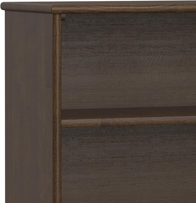 SIMPLIHOME Draper Bookcase - 30 inch Tall Solid Hardwood Low Bookshelf in Walnut Brown, Mid-Century Modern Storage for Living Room, Study Room or Office with Tapered Legs and Wide Open Shelves