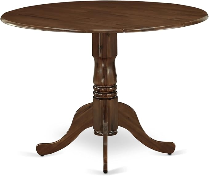 East West Furniture DLAS3-AWA-08 3 Piece Dinner Table Set Includes A Mid Century Modern Table and 2 Mist Beige Polyester Fabric Dinning Chairs, Antique Walnut