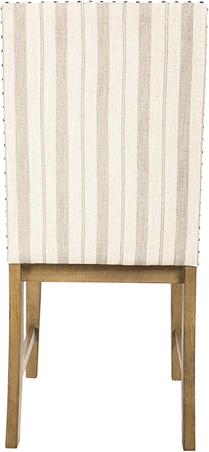 HomePop Upholstered Wood Apron Dining Chair - Taupe Stripe (Set of 2)