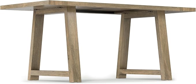 SIMPLIHOME Whitley Dining Table - 72 inch Wide Solid Mango Rectangular Kitchen Table with Trestle Base in Grey Wash, Modern Farmhouse Style for Dining Room or Family Room, Seats 6