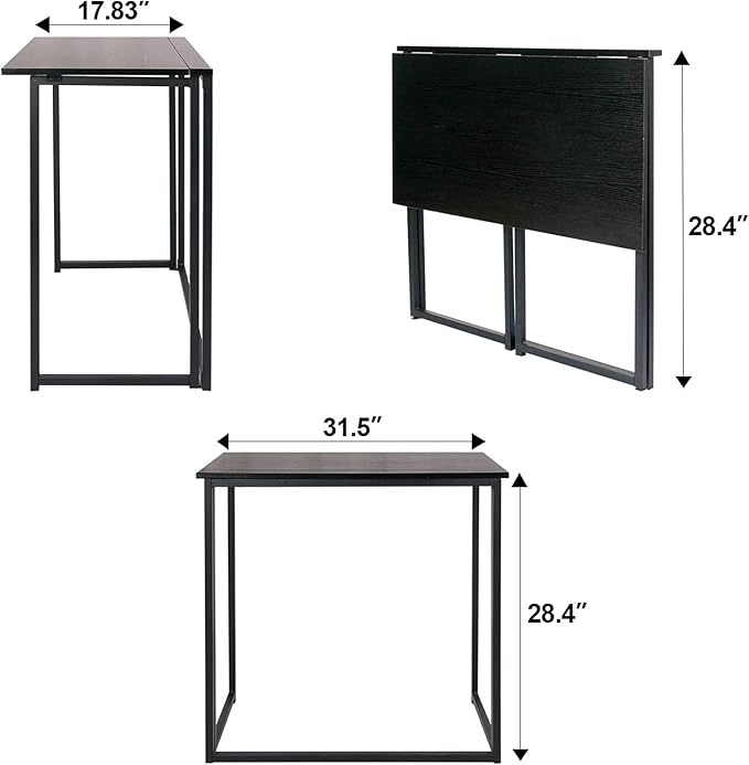 Leopard Outdoor Products Folding Computer / Laptop Table for Small Spaces, Space-Saving Home Office / Writing Desk, Compact Study Reading Foldable Desk (Black)