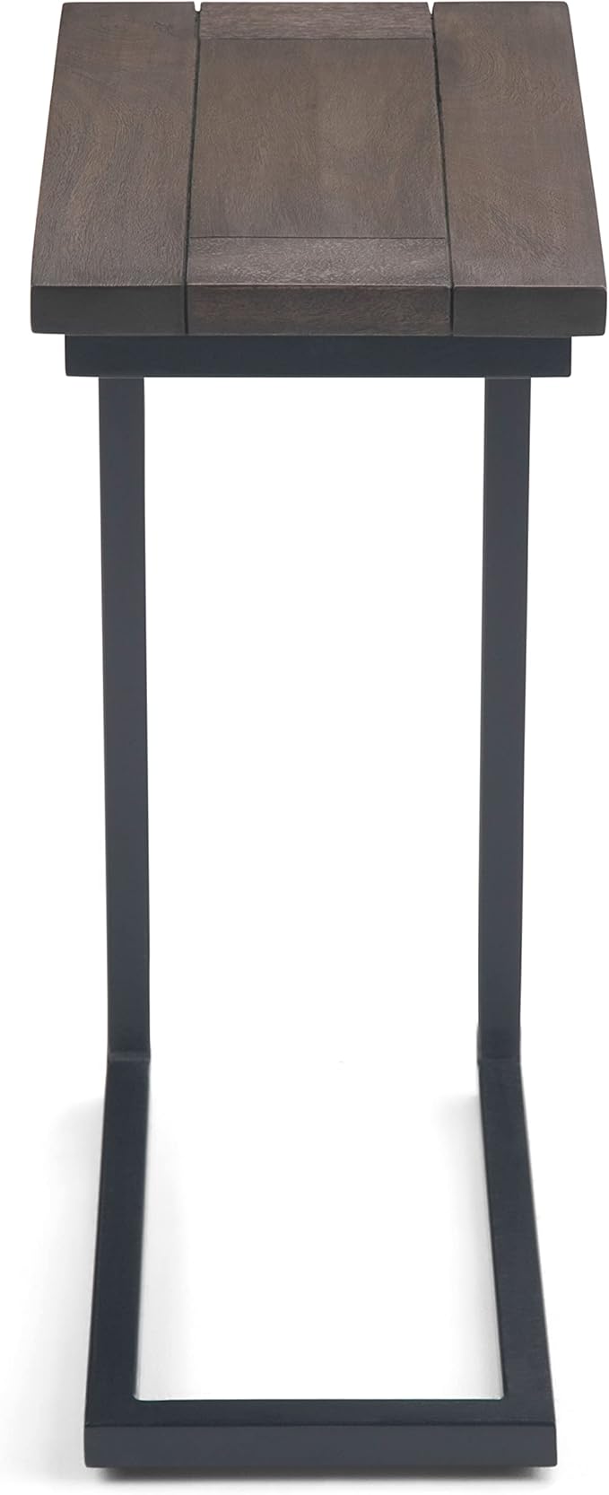 SIMPLIHOME Skyler 18-inch Wide Solid Mango/Metal Industrial C-Shaped End Table in Walnut Brown/Black for Living Room, Office, or Bedroom, Assembled