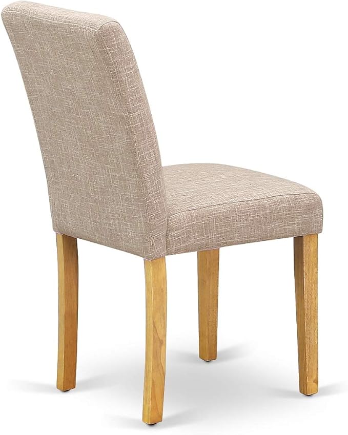 East West Furniture CAAB5-OAK-04 5 Piece Dining Table Set for 4 Includes a Rectangle Kitchen Table and 4 Light Tan Linen Fabric Parson Dining Chairs, 36x60 Inch, Oak