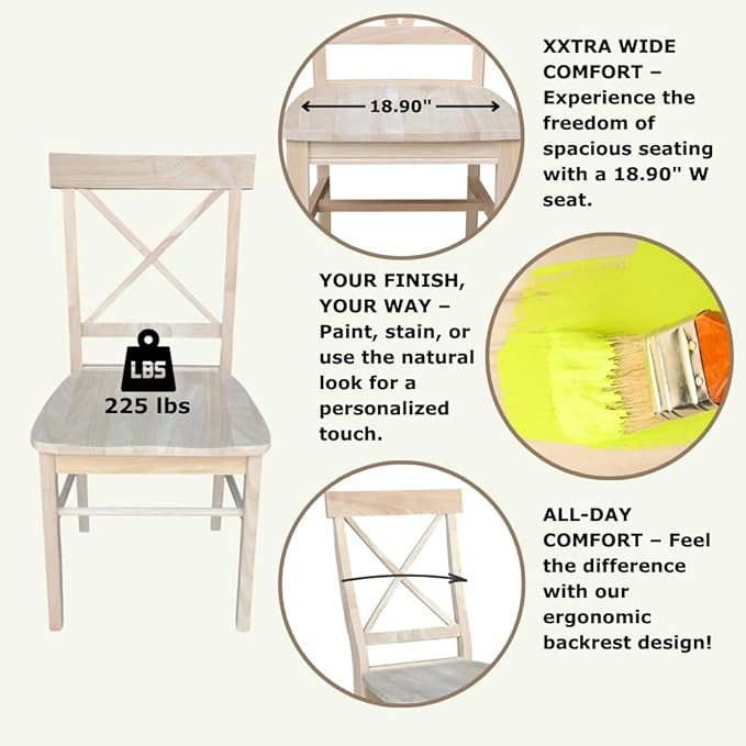 Set of Two X-Back Dining Chairs, Unfinished