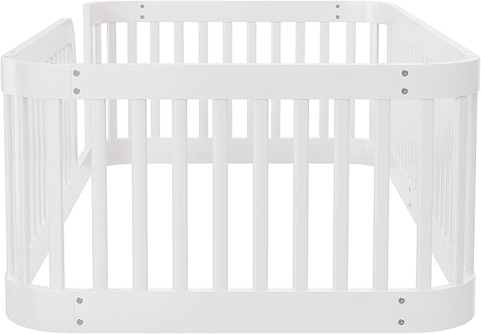 Bellemave Twin Floor Bed with High Fence and Rounded Corner Design, Wood Montessori Floor Bed with Guardrail and Entrance, Easy Assemble Montessori Bed Twin Size, White