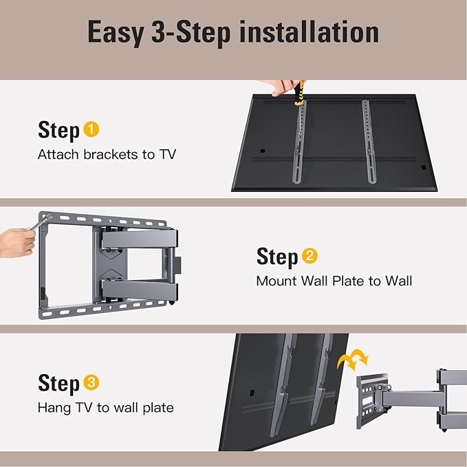 Mounting Dream TV Wall Mount for 32-65 Inch Television,Mount with Swivel and Tilt, Full Motion Bracket with Articulating Dual Arms, Fits 16inch Studs, Max VESA 400X400 mm, 99lbs, MD2581