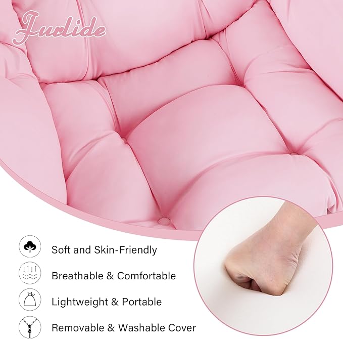Lazy Chair with Ottoman, Modern Lounge Chair with Lumbar Pillow, Accent Cozy Reading Armchair and Folding Footstool for Bedroom, Dorm, Living Room,Pink