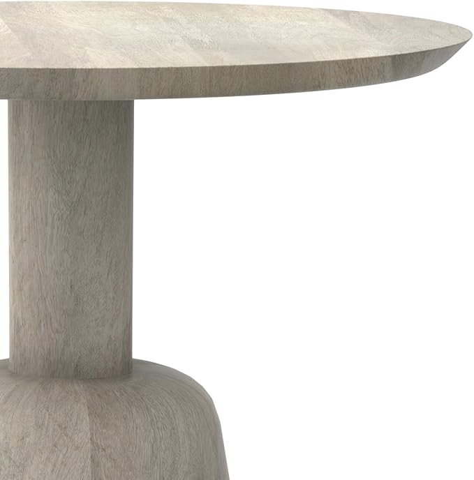 SIMPLIHOME Finchley Solid Mango Wood 18 inch Wide Round Contemporary Side Table in White Wash, Fully Assembled for The Living Room and Bedroom