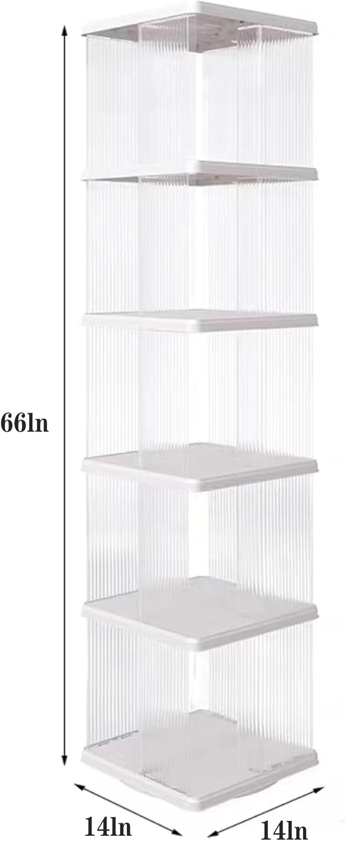 Rotating Bookshelf Tower,360° Rotating Bookshelf,66 inch High Small Space Revolving Bookcase, Suitable for Spinning Bookshelf Tower in Home and Office (White, 5 Tier, 14x14x66)
