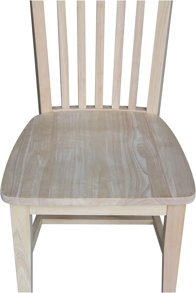 IC International Concepts Set of 2 Tall Mission Chairs Real/Solid Parawood, Kitchen/Dining/Accent, 18.1"W x 22.05"D x 40.16"H, 225 Lbs Wt. Capacity, DIY, Stain/Paint in Any Color, Unfinished