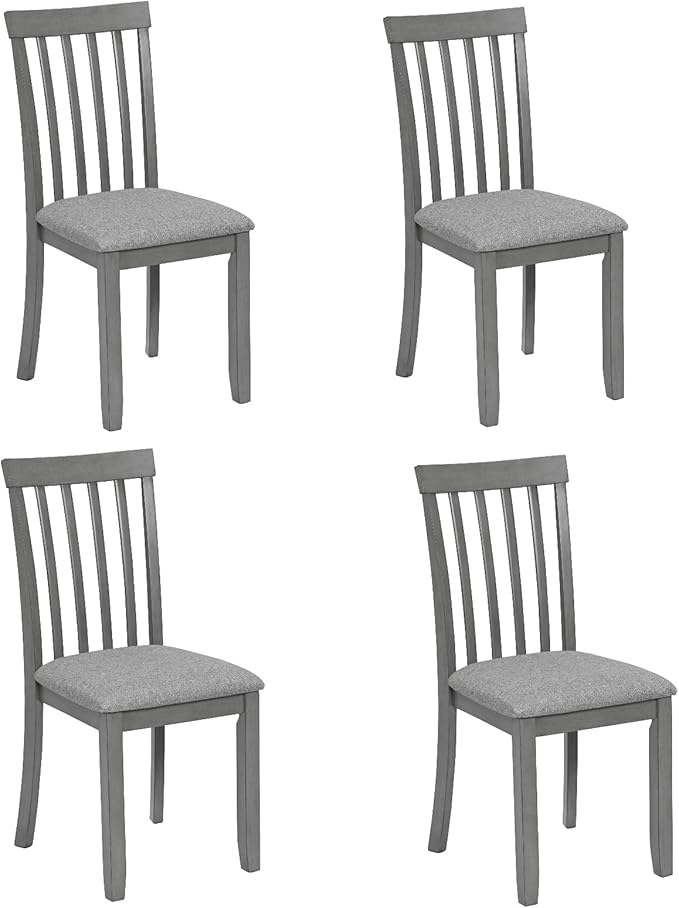 Dining Chairs Set of 4, Modern Kitchen Chair with Linen Upholstered Seat Cushion & Curved Backrest, 36" H Counter Height Dining Side Chairs with Non-Slip Feet Pads for Living Room, Grey