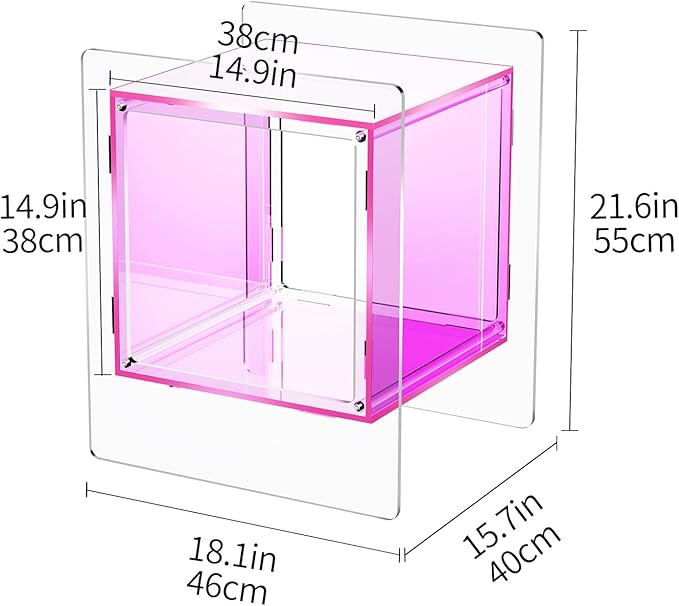Acrylic Nightstand Colorful Bedside Table with Open Storage Shelf,Clear Side Table for Living Room (1, Pink)