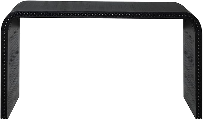 KEIKI Wood Console Table Behind Couch & Sofa, Retro Style with Curved Waterfall & Wood Beads Design, for Entryway, Living Room, Black