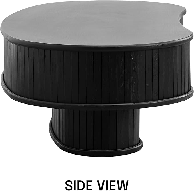 NTC Ripple DOU Coffee Table, Modern Wooden Double-Layer Center Table, Vertical Groove Design, Stylish Living Room Decor, Minimalist Style for Home and Office, Easy Assembly - Burnt Black