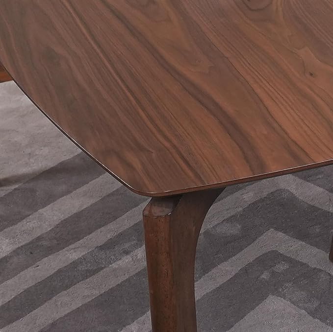 CONSDAN Dining Table Set for 4-6, Includes 1 Table & 4 Chairs, Walnut Veneer Top, Solid Wood Frame, Natural Wood Grain, Easy Assembly, Modern Design