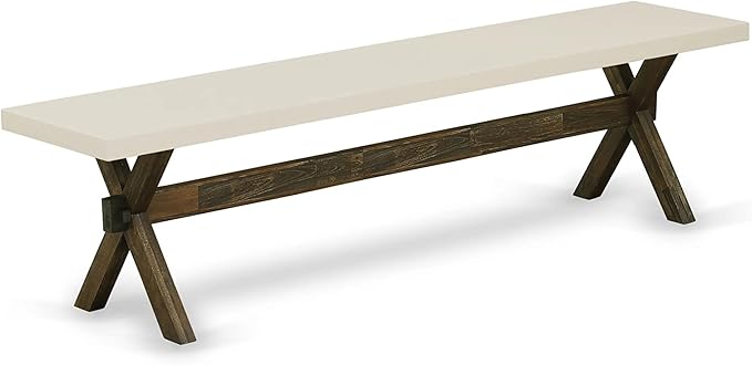 East West Furniture X727MZ748-6 6 Piece Dining Table Set Contains a Rectangle Kitchen Table with X-Legs and 4 Coffee Linen Fabric Upholstered Chairs with a Bench, 40x72 Inch, Multi-Color
