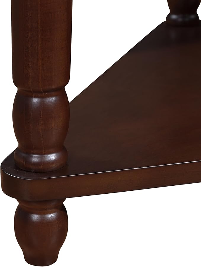 GDFStudio Trmxmbi 3 Tier Corner Console Table with 1 Storage Drawers and Shelves, 33.8'' Rustic Wood Triangle Sofa End Table for Small Spaces, Solid Wood Legs, Light Espresso