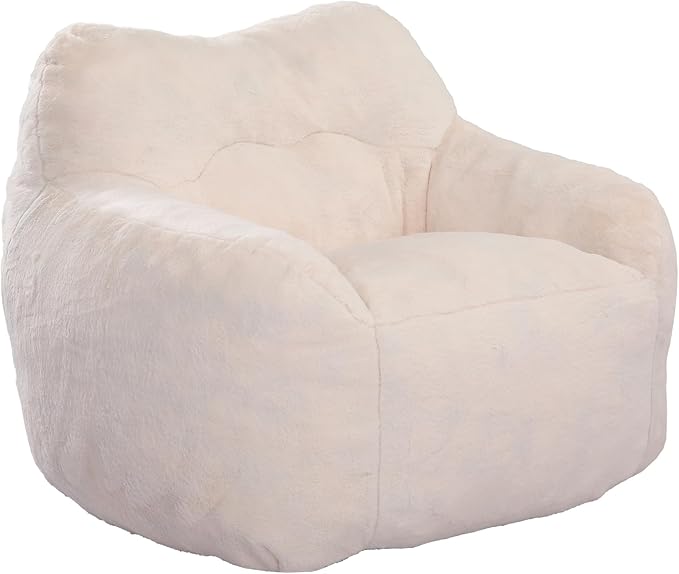 Furniliving Bean Bag Chair, Giant Bean Bag Chair Stuffed Floor Sofa for Adults Comfy Bean Bag Sofa with Back Support, Oversized Bean Bag Couch for Living Room Bedroom Dorm Office, Teddy, White