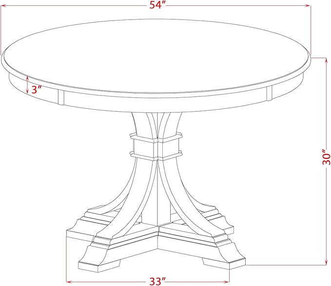 F57-0N-TP - Wooden Dining Table with Acacia Wood Round Tabletop, Antique Walnut Finish