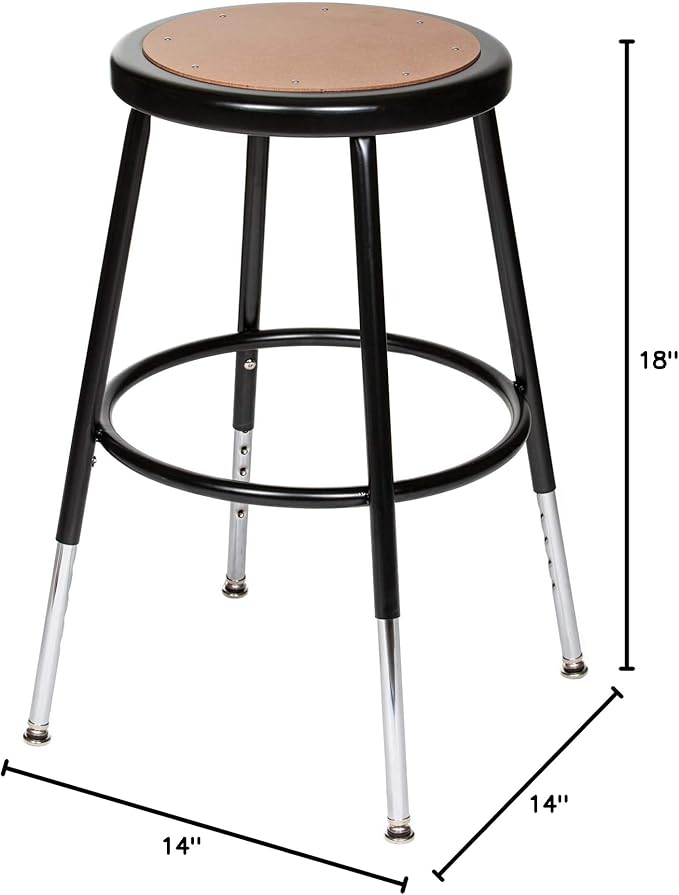 OEF Furnishings (2 Pack Height Adjustable Steel Stools, Black, 19-27"