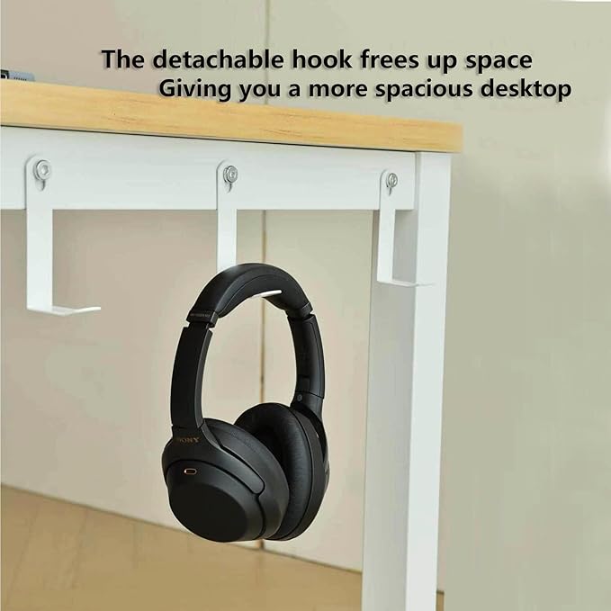 Large Computer Desk - 63 Inch Home Office Desks Study Student Writing Table Gaming Desk Wood Modern Simple Table with Storage Bag & Headphone Hooks, Rustic White